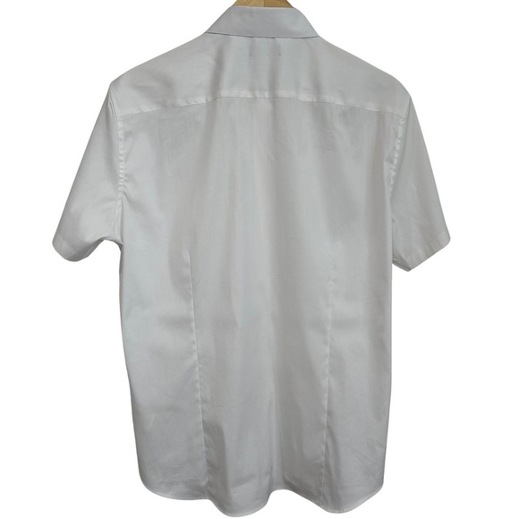 Theory Sylvain White Short Sleeve Slim Fit Button Down Shirt SZ XL Luxury NWT - Picture 7 of 8